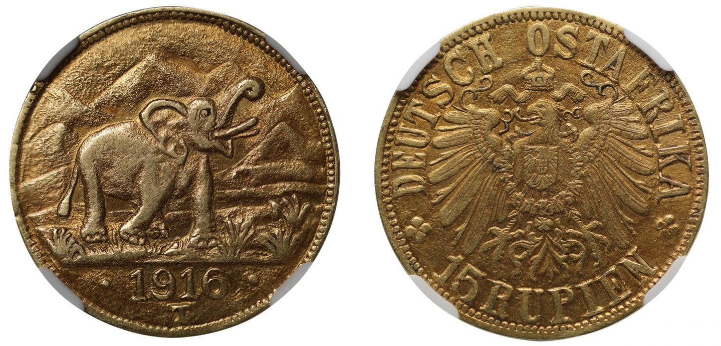 German East Africa, 15-Rupien, 1916-T, AU55.