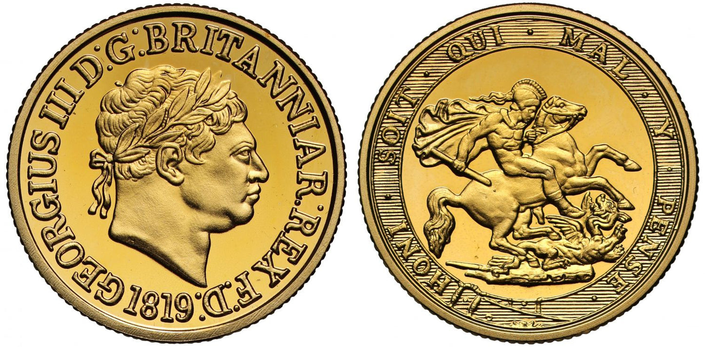 George III fantasy Sovereign dated 1819 manufactured by Pobjoy c.2003
