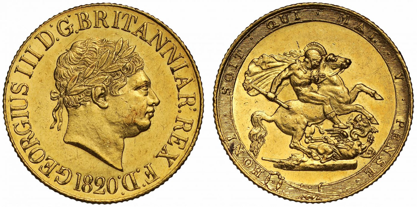 George III 1820 Sovereign MS61, closed 2