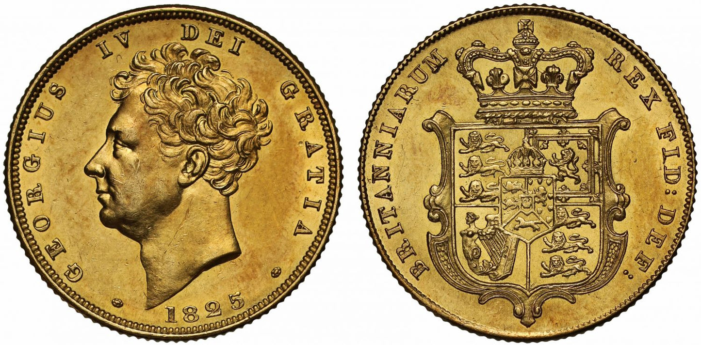 George IV 1825 Sovereign bare head AU58