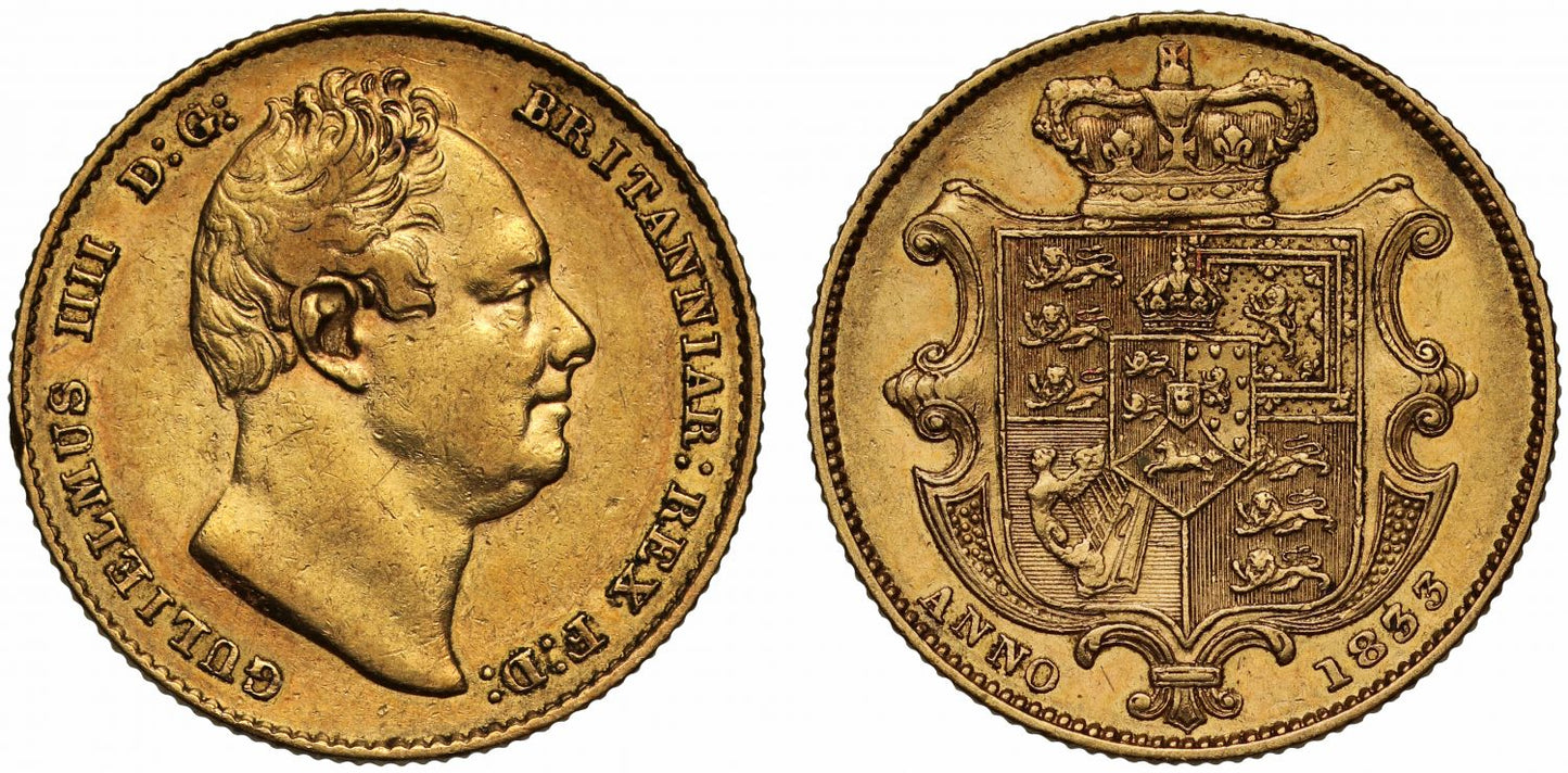 William IV 1833 Sovereign, rare date