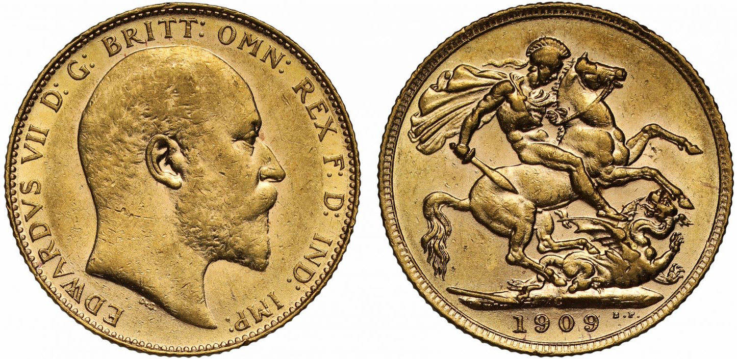 Edward VII 1909-C Sovereign Ottawa Mint, AU55