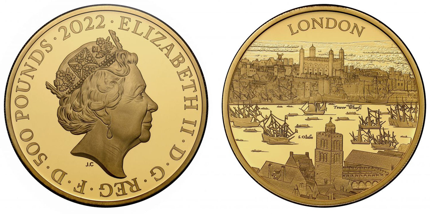 * QEII 2022 gold proof 5oz London City Views