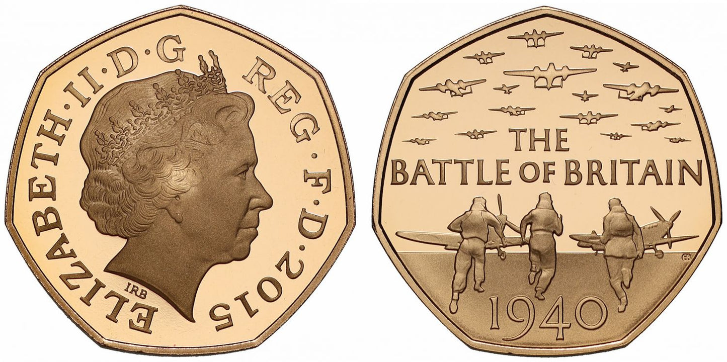 Elizabeth II 2015 PF70 UCAM gold 50p Battle of Britain