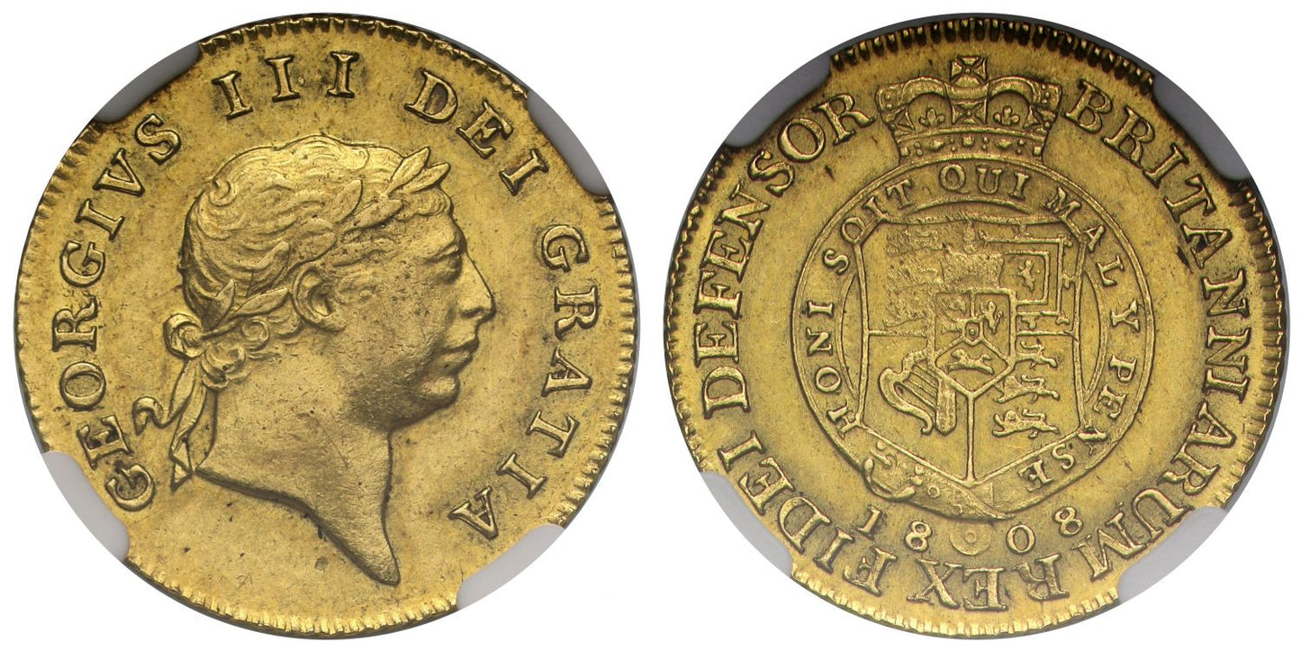 George III 1808 Half-Guinea, seventh head, AU58
