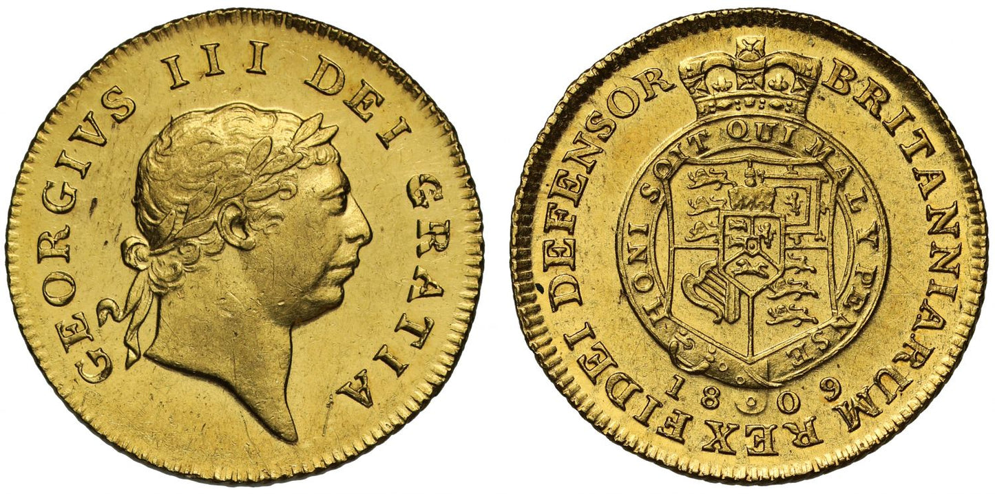 George III 1809 Half-Guinea, seventh head, ex Baumhauer