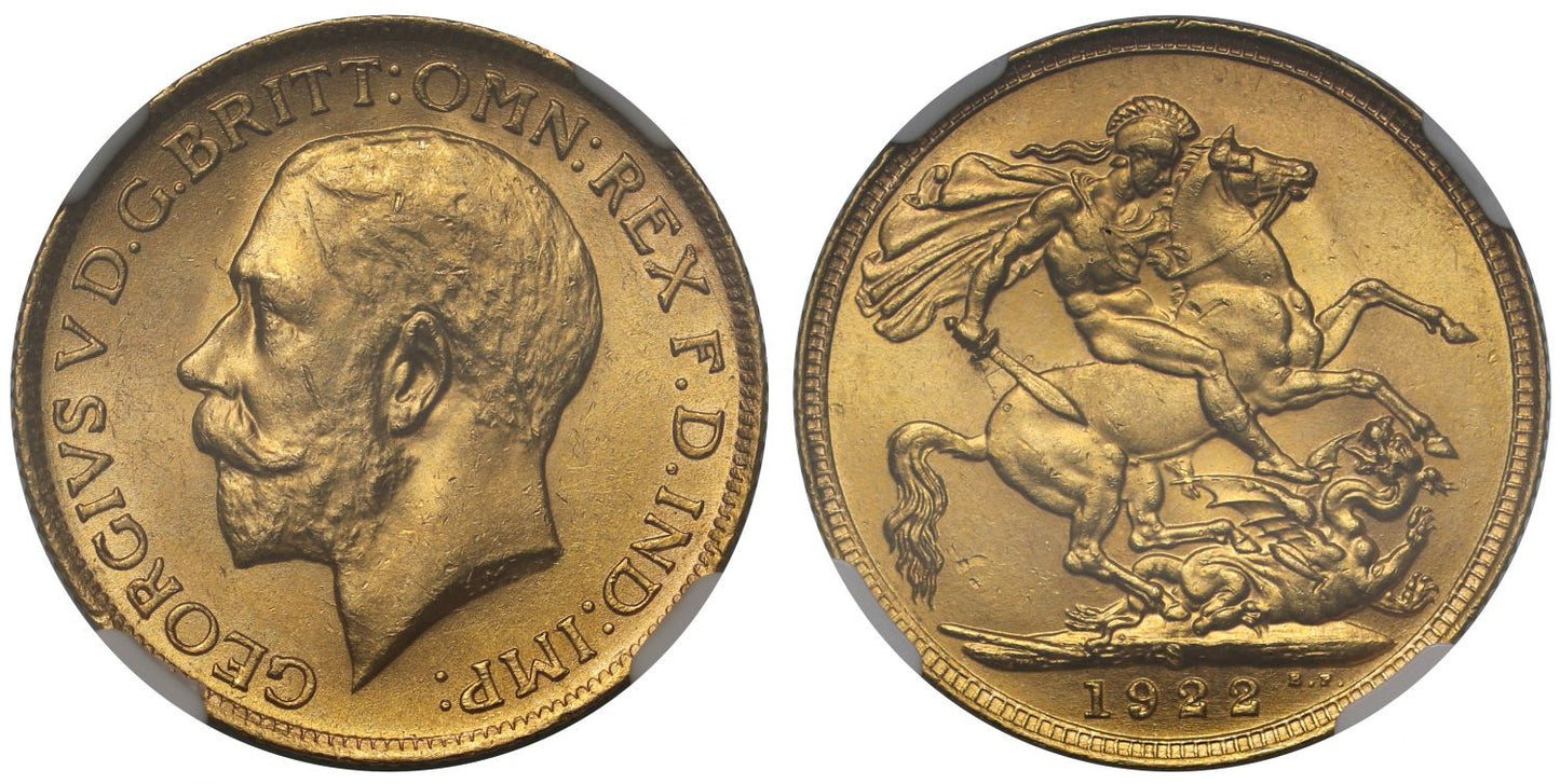 George V 1922-S Sovereign Sydney Mint MS63