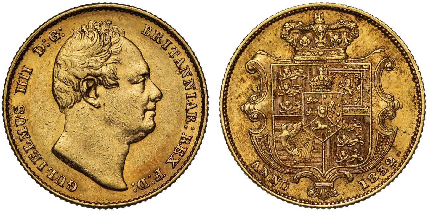 William IV 1832 Sovereign AU58, second bare head