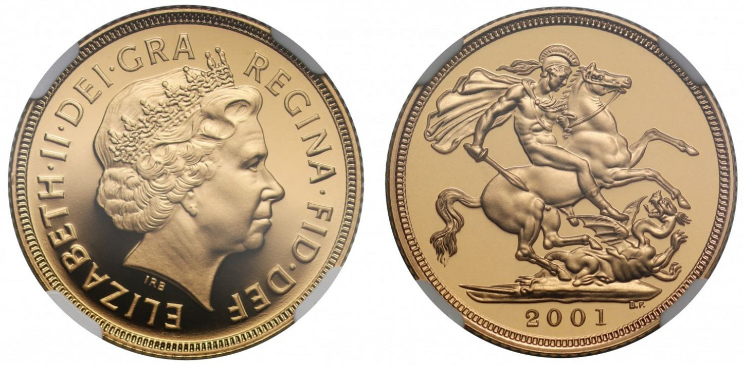Elizabeth II 2001 proof Sovereign PF70 UCAM