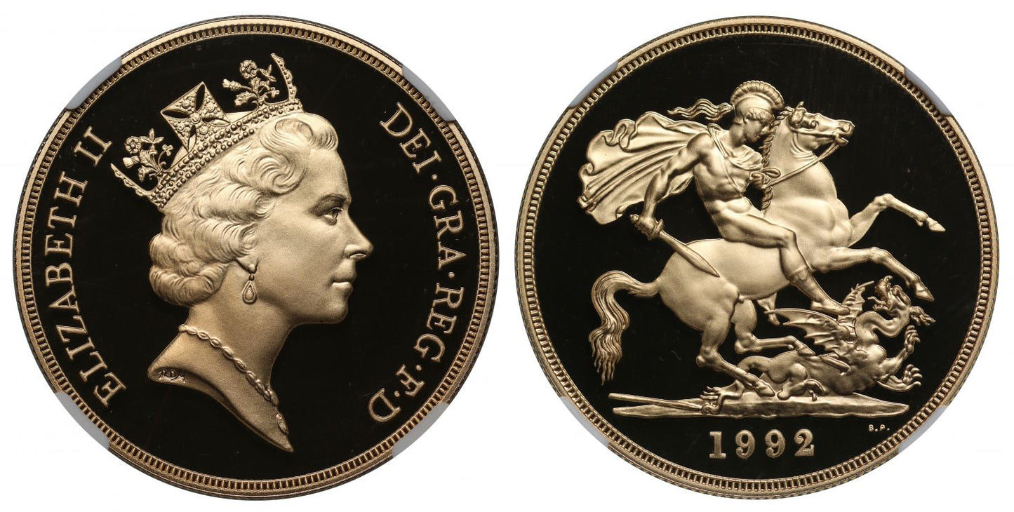 Elizabeth II 1992 proof Five-Pounds PF69 UCAM