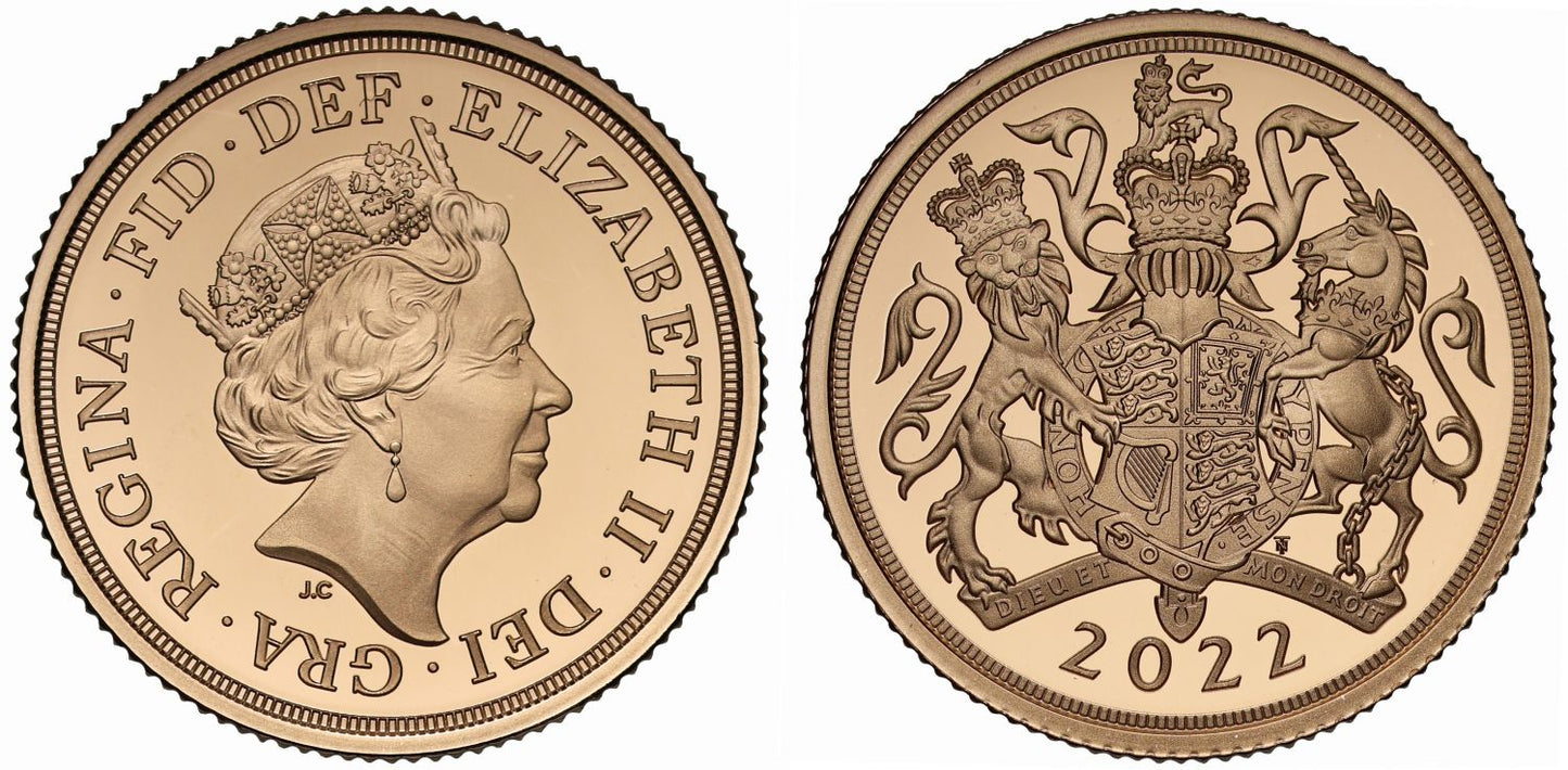Elizabeth II 2022 proof Piedfort Sovereign