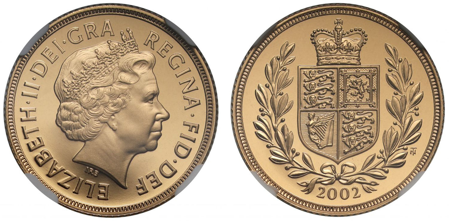 Elizabeth II 2002 proof Sovereign PR70 DCAM
