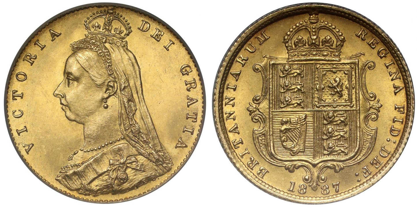Victoria 1887 Half-Sovereign Imperfect J Dish L508 CGS EF78