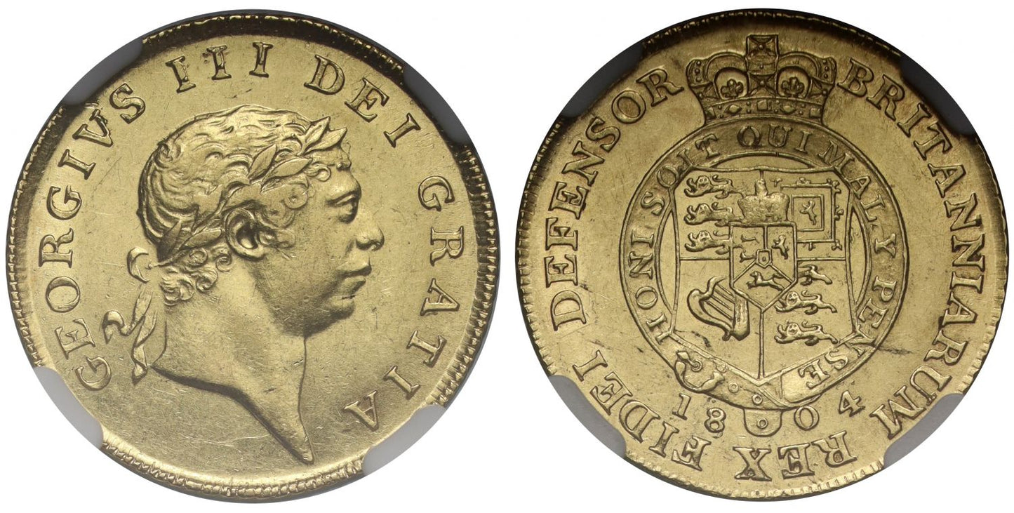 George III 1804 Half-Guinea Iverson dies 4/C AU58