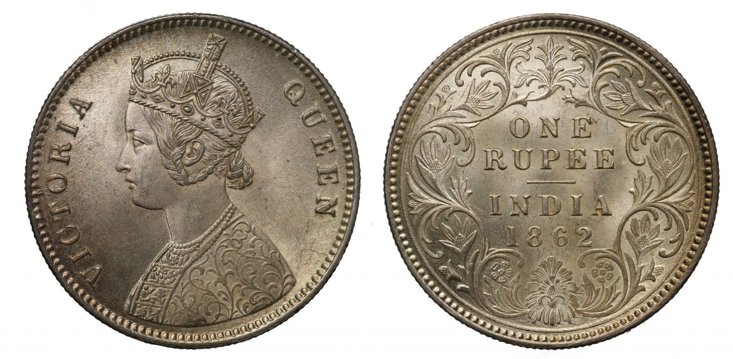 British India, Silver Rupee, 1862C.