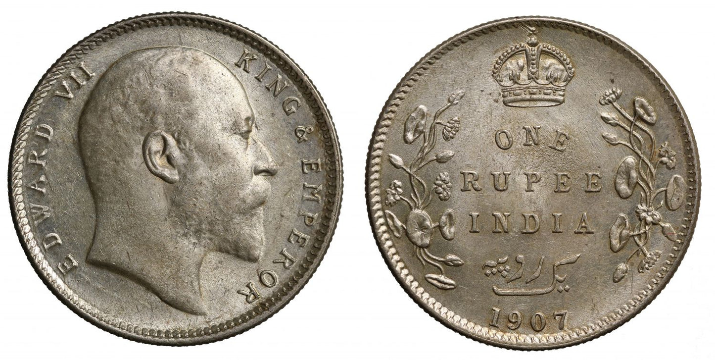 British India, Silver Rupee, 1907C.