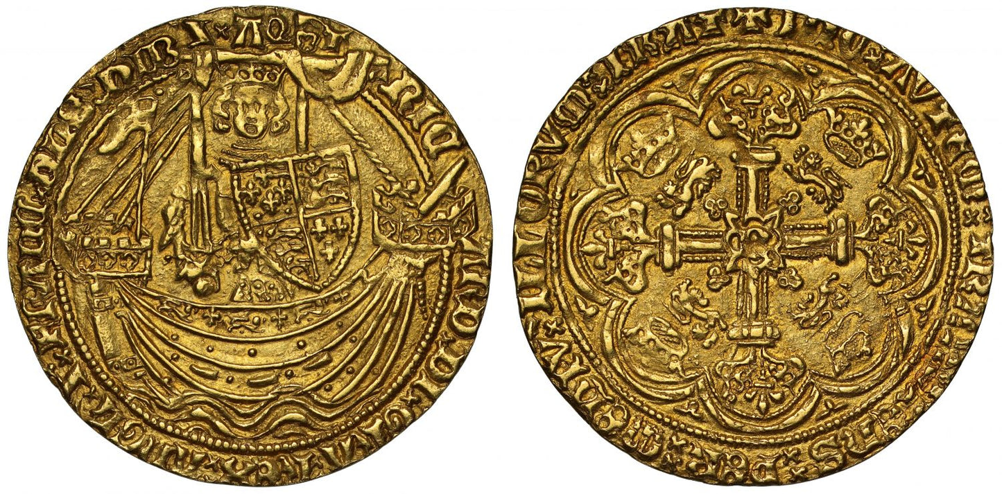 Richard II gold Noble, Calais Mint, type 3a French title resumed