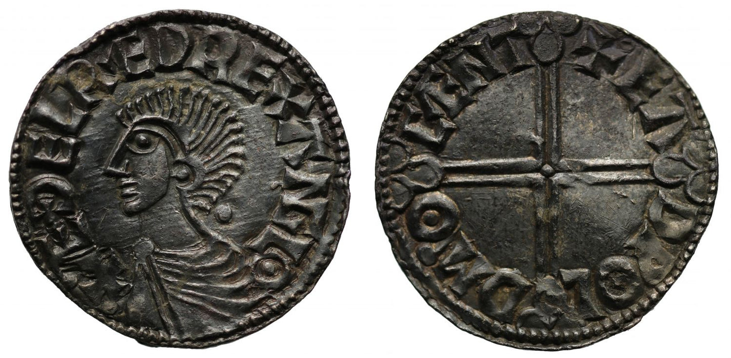 Aethelred II Penny, long cross type, Canterbury Mint, moneyer Eadweald