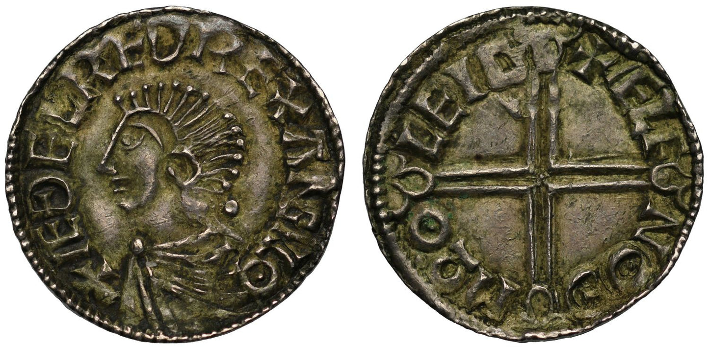 Aethelred II Penny, Long cross type, Chester, Aelfnoth, ex English Doctor
