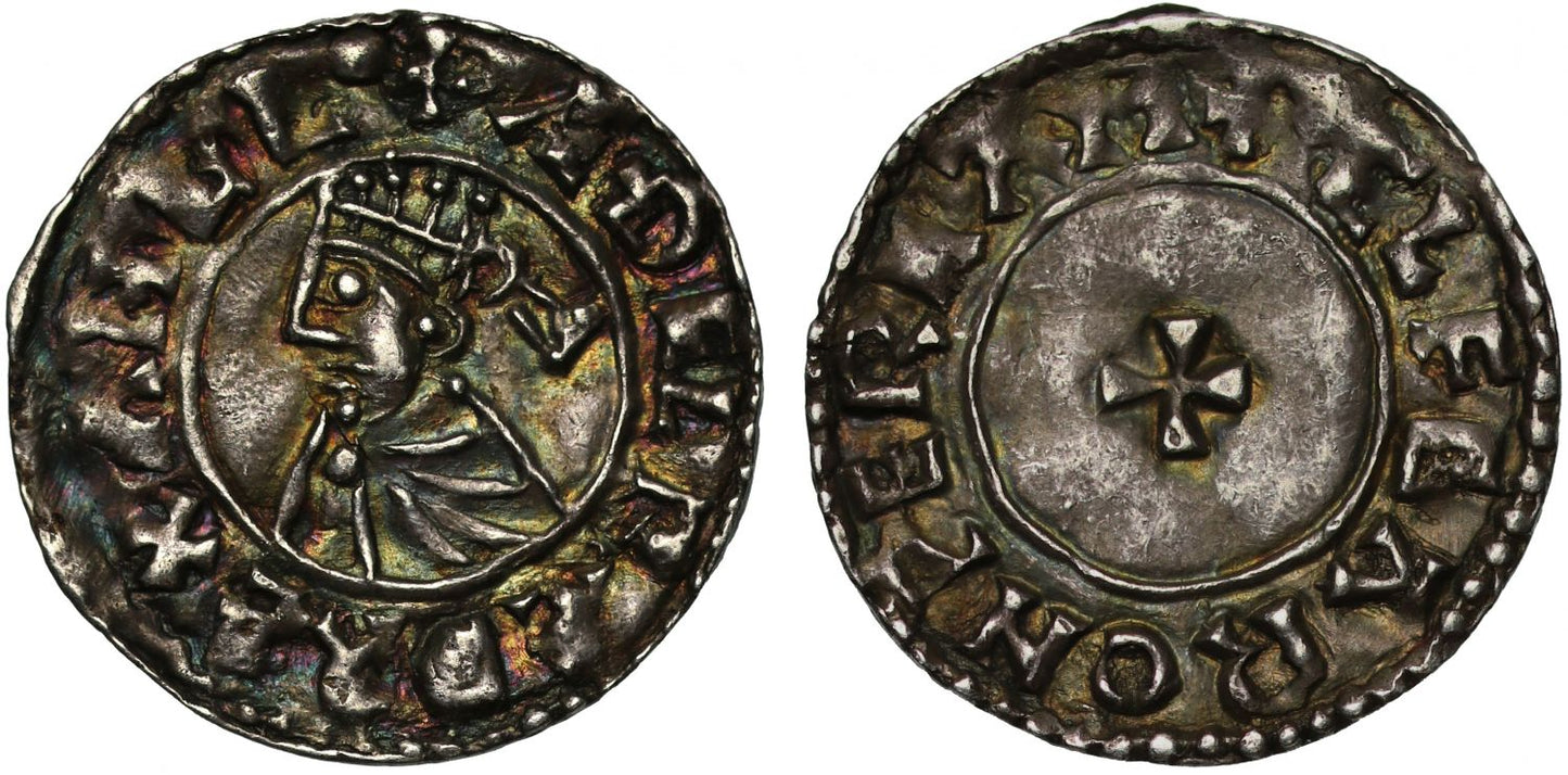 Aethelred II Penny, Last small cross type, Wareham, Aelfgar