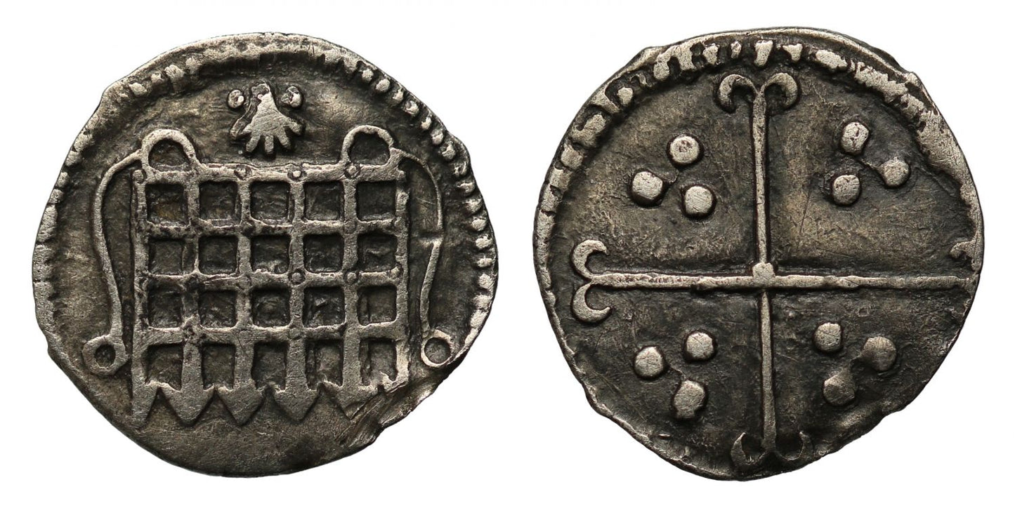 Elizabeth I silver Halfpenny, mint mark escallop (1584-86)