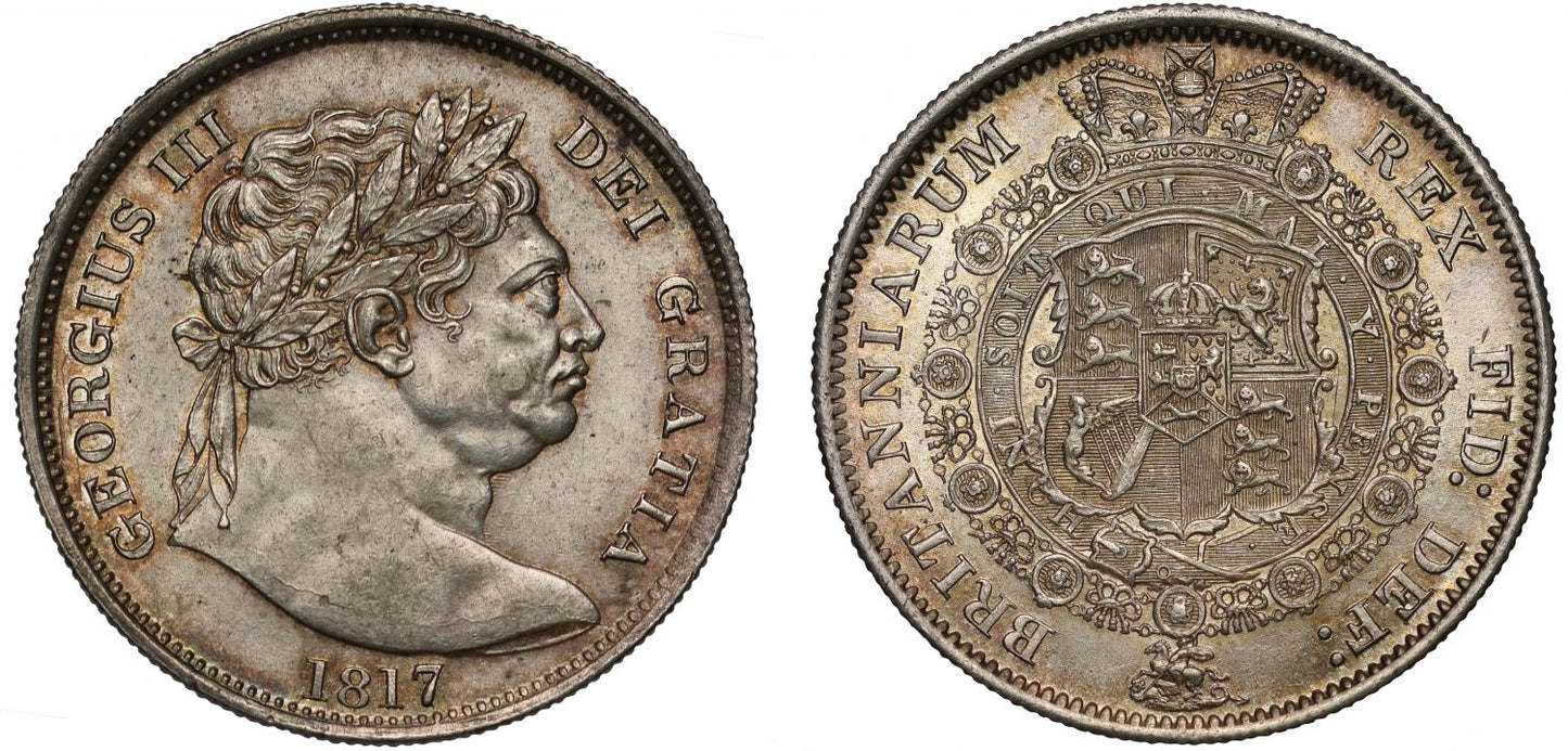 George III 1817 Halfcrown, larger "bull" type head