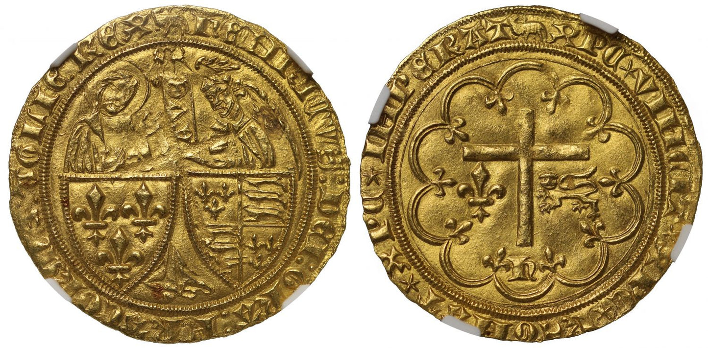 Henry VI Salut d'Or, Amiens, MS64, variety with star stops reverse, very rare