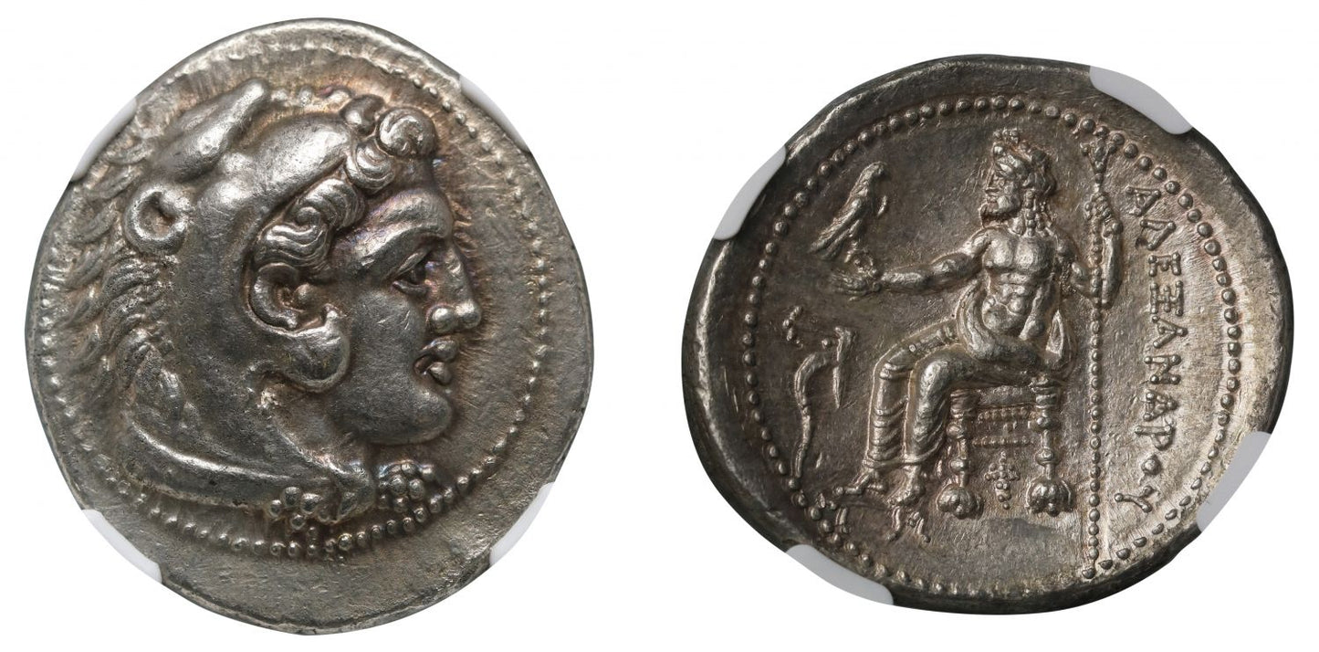 Alexander the Great, Silver Tetradrachm, Ch AU, 5/5, 3/5.