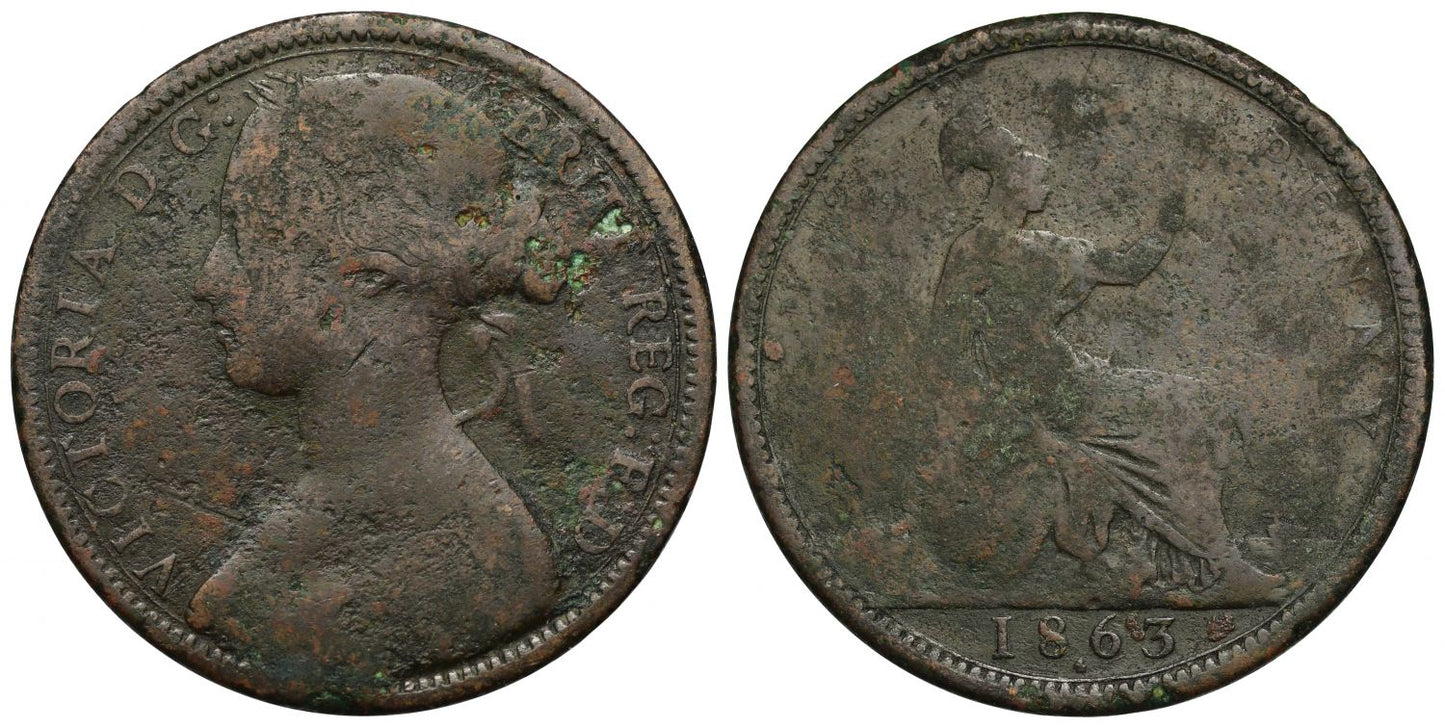 Victoria 1863 Penny Die number 4 below date, extremely rare