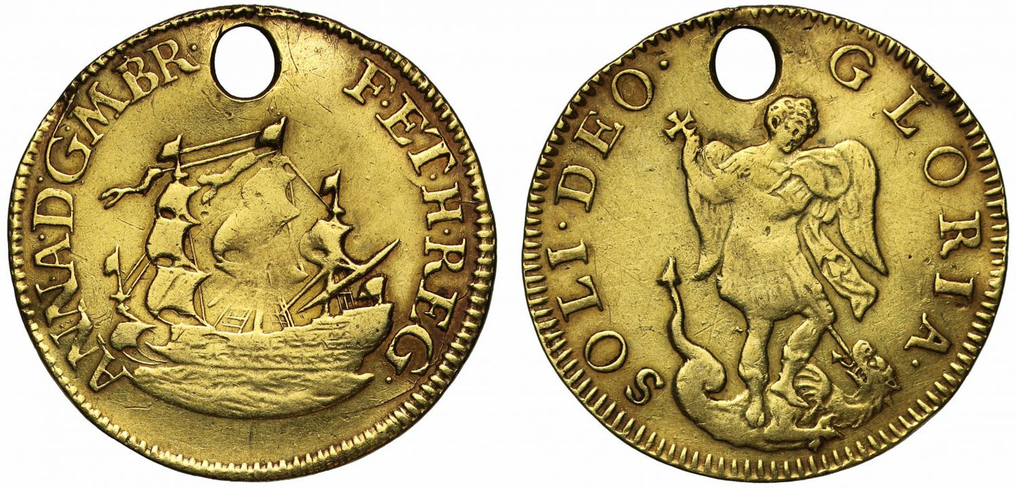 Anne, gold Touch Piece for the monarch's touch, pierced and very rare