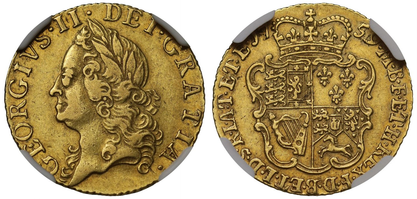 George II 1759 Half-Guinea, old head, NGC XF40