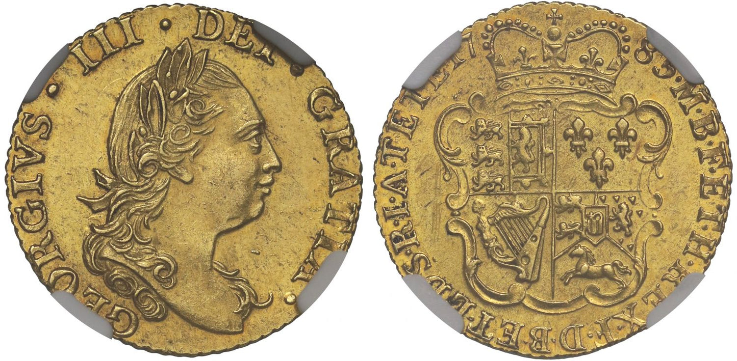 George III 1785 Half-Guinea, fourth head, MS61+