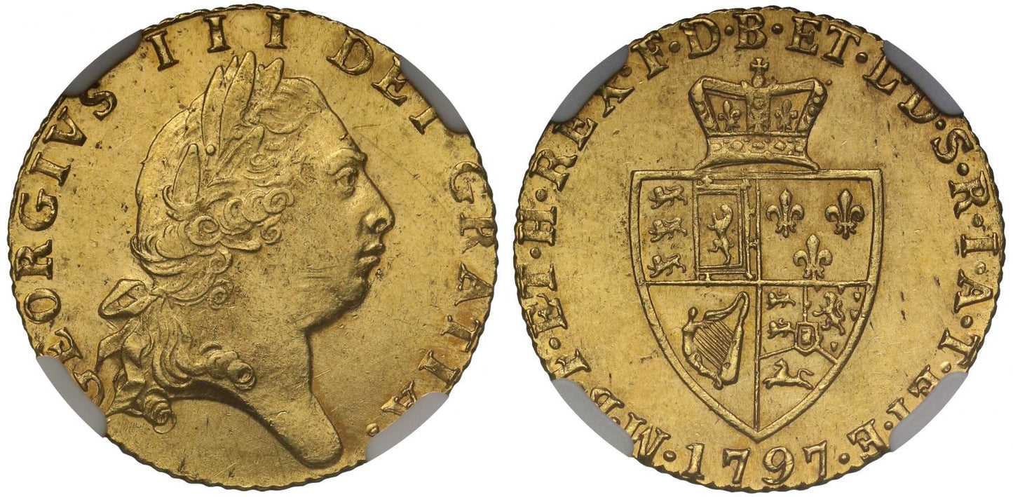 George III 1797 Half-Guinea, fifth head, spade reverse, MS61