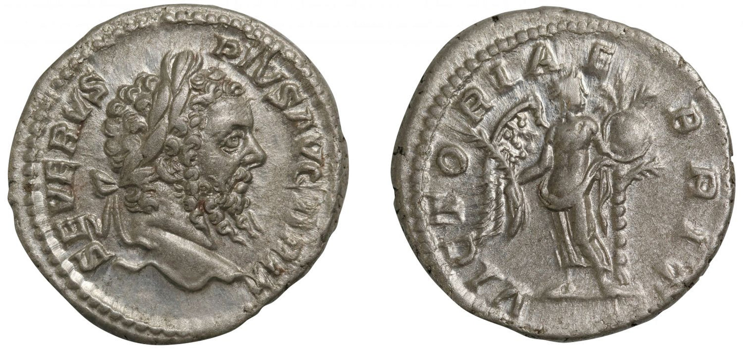 Septimius Severus, silver Denarius, Victory in Britain.