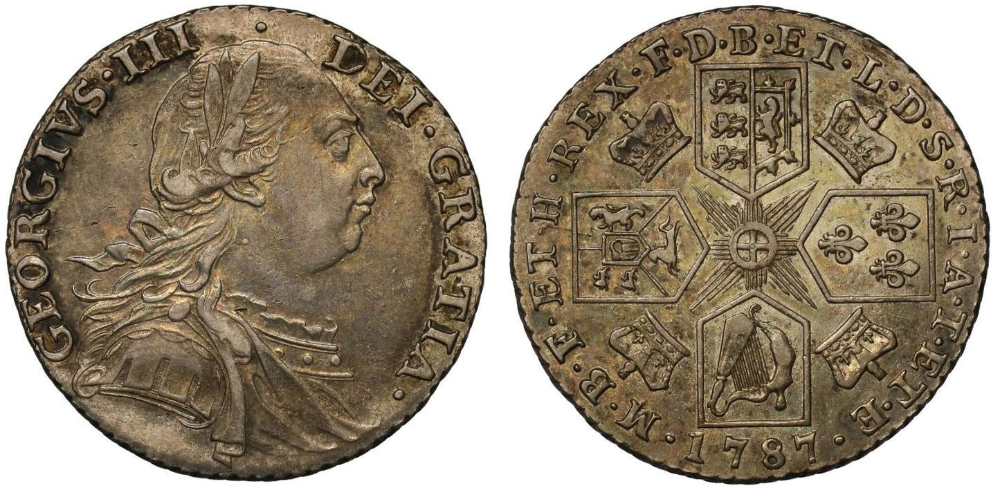 George III 1787 Shilling without semée of hearts
