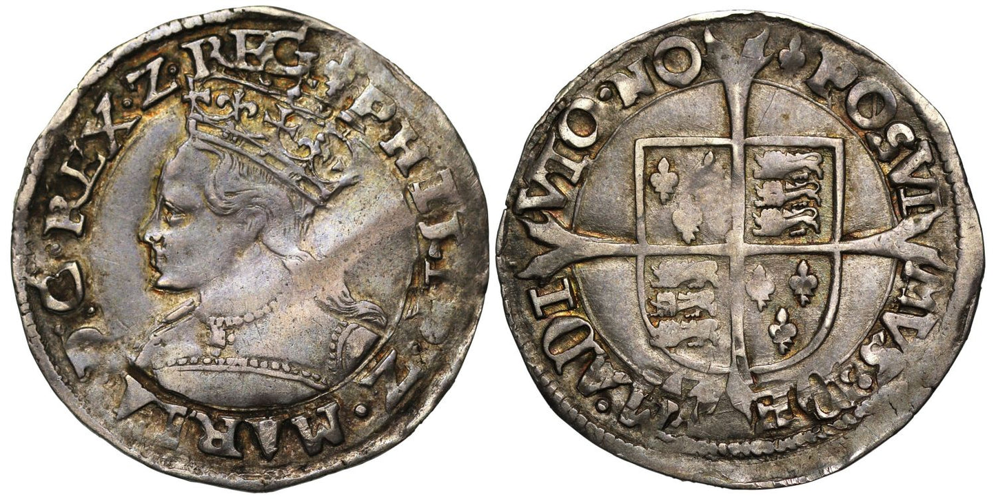 Philip and Mary Groat, mint mark lis, Mary portrait with King and Queen legend