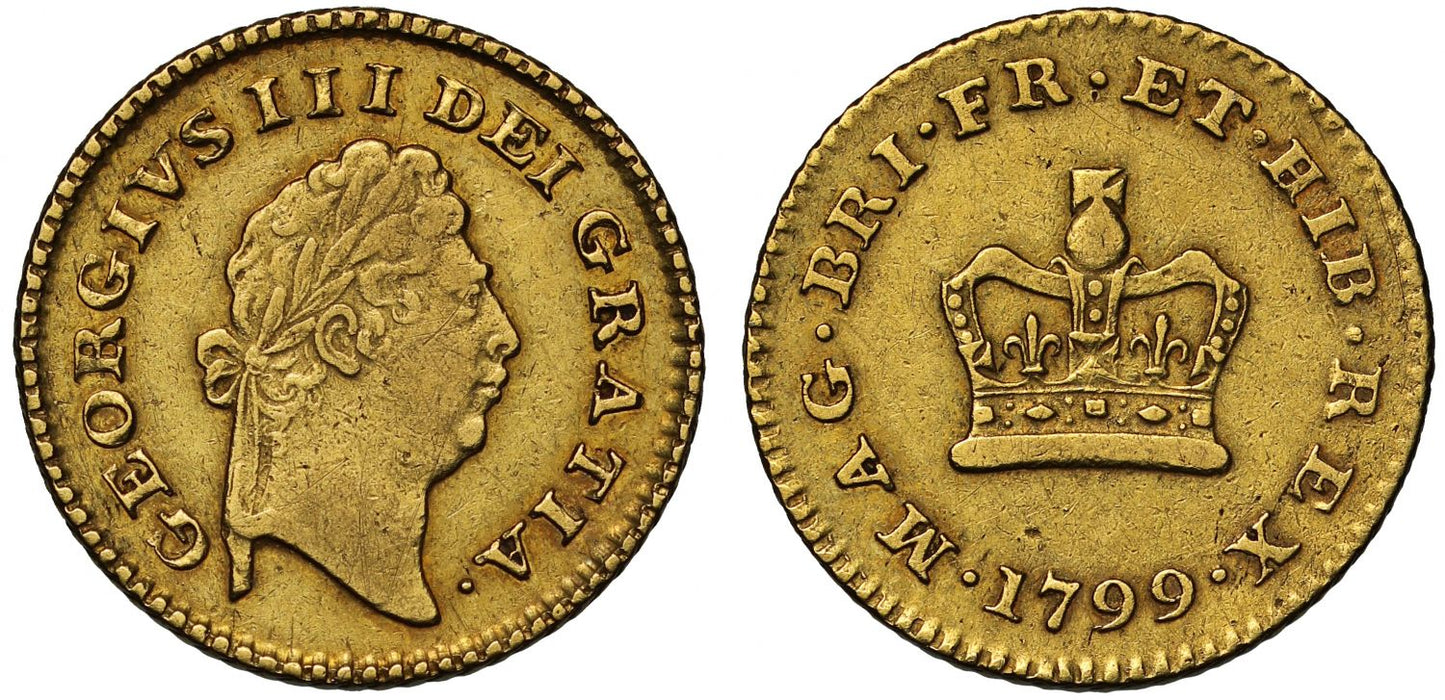George III 1799 Third-Guinea, first laureate head, very rare date