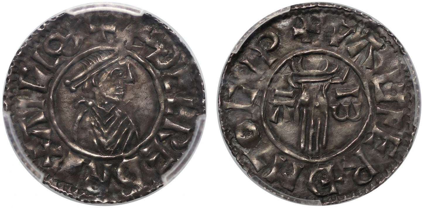 Aethelred II Penny, First hand type, Ipswich, Waltferth, AU58, ex Duke of Argyll, Stack and Salton