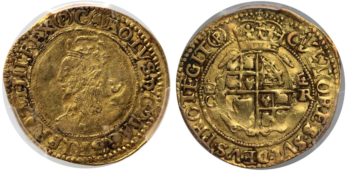 Charles I gold Crown, issued under Parliament 1643-44 mm (P) extremely rare
