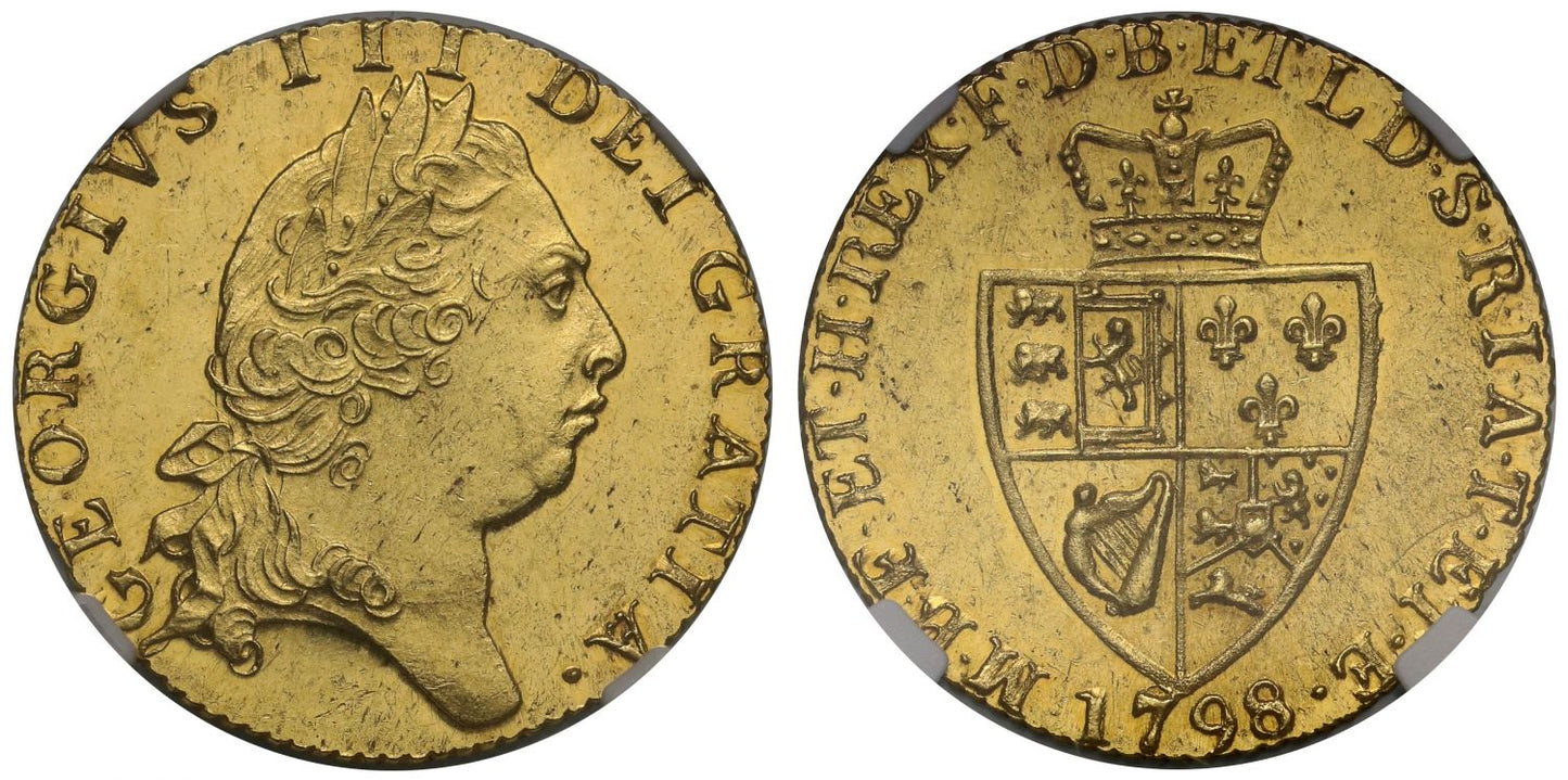 George III 1798 Guinea, MS62+, fifth bust, spade reverse