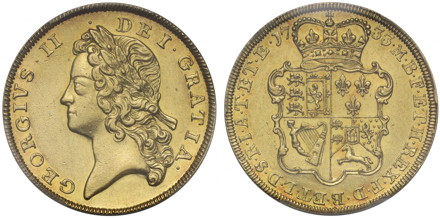 George II 1733 Pattern Two-Guinea, extremely rare PCGS PR53