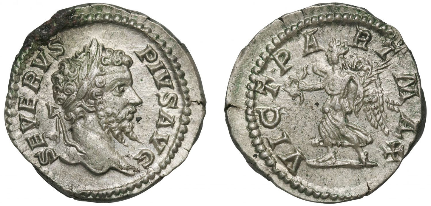 Septimius Severus, silver Denarius, Victory in Parthia