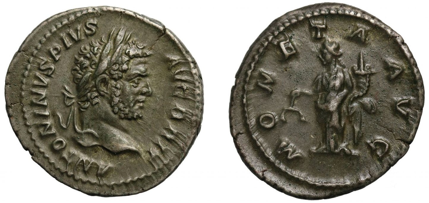 Caracalla, silver Denarius, with title Augustus Britannicus.