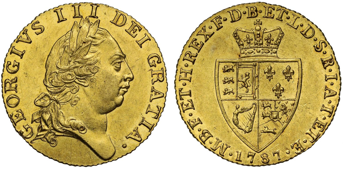 George III 1787 Guinea, fifth head, spade type reverse