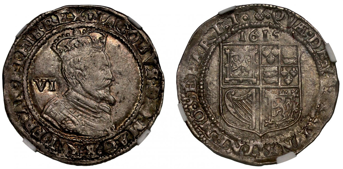 Scotland, James VI 1615 Six Shillings MS61 finest graded example