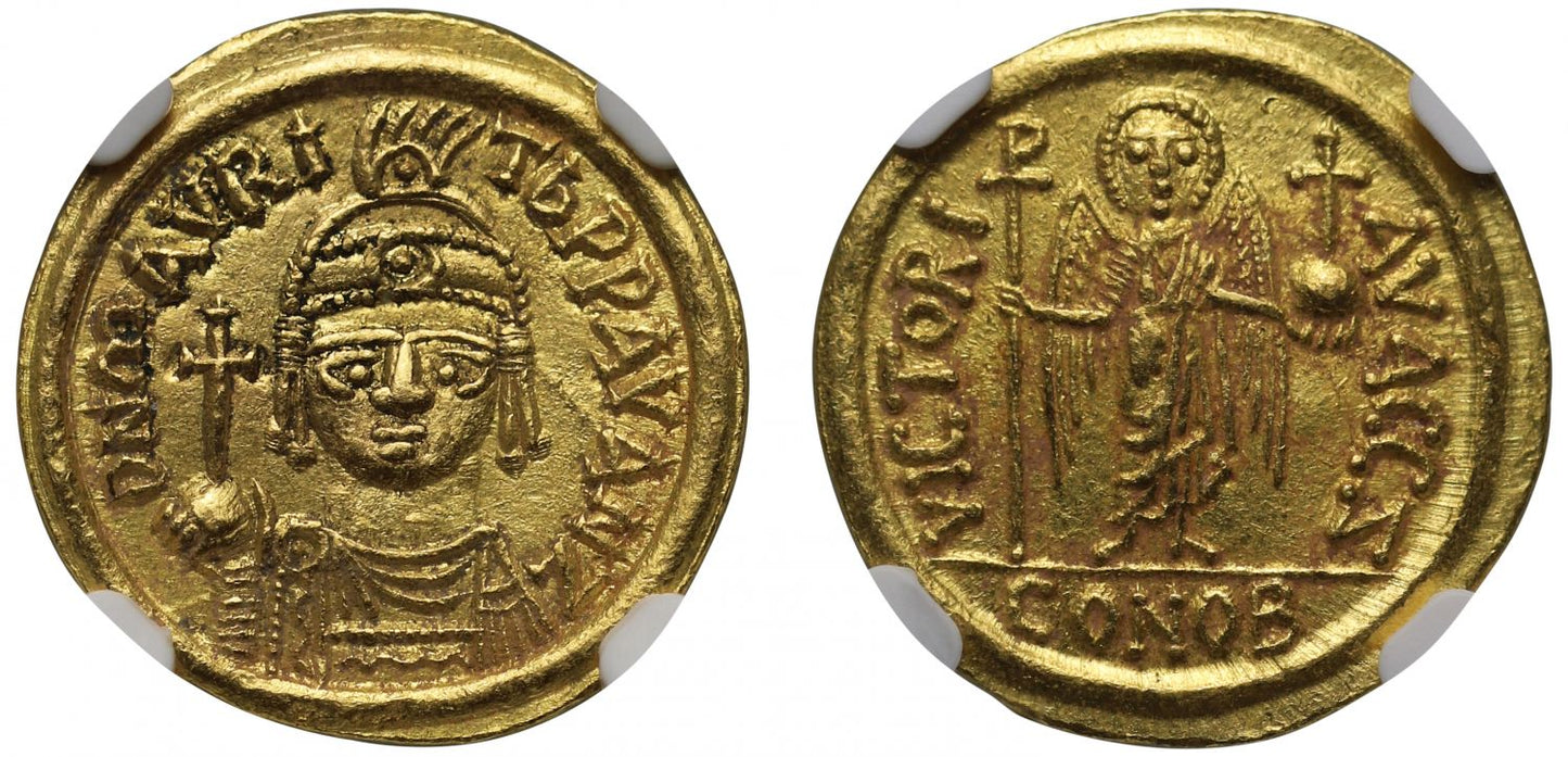 Mint of Carthage | Maurice Tiberius, gold Solidus, Ch AU, 5/5, 4/5