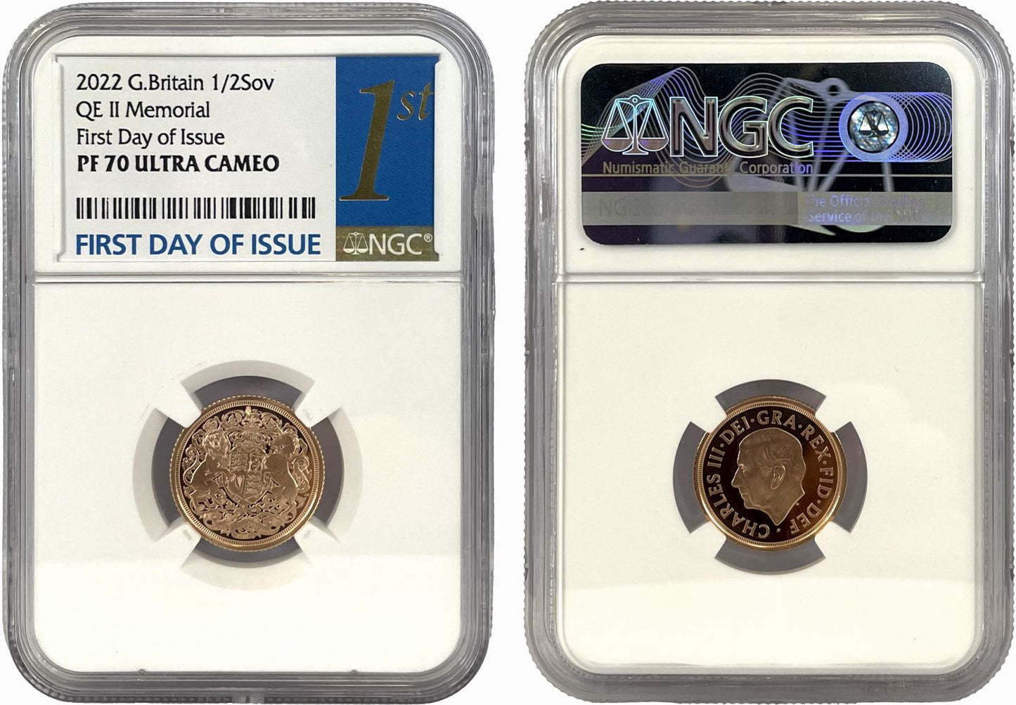 * Charles III 2022 PF70UC FDI Half-Sovereign Memorial