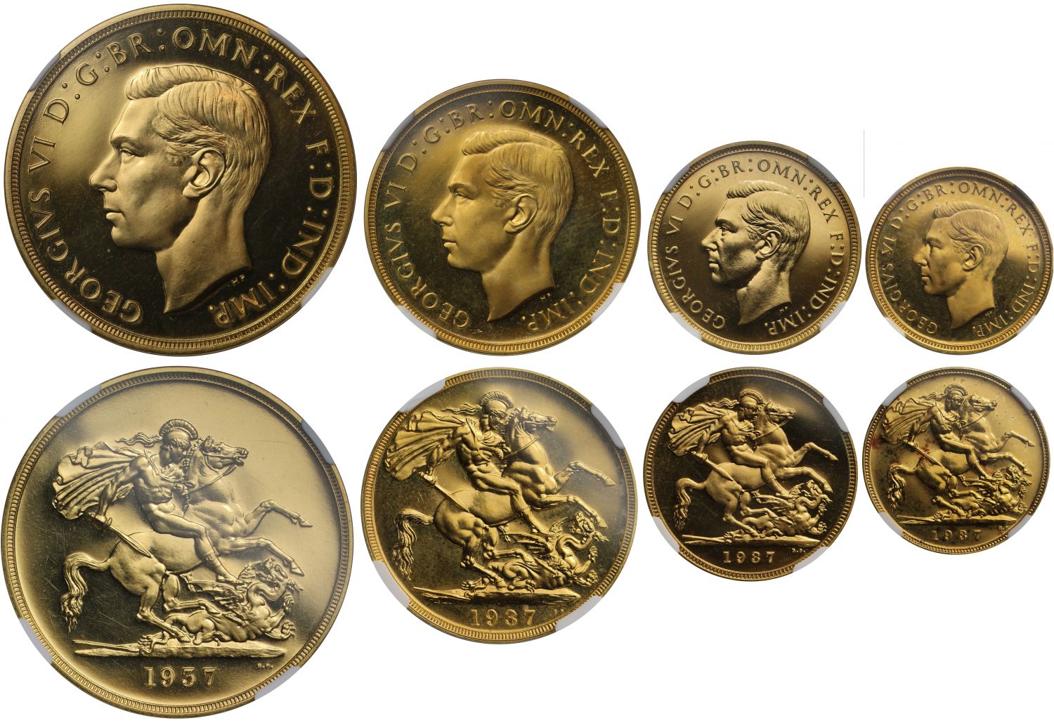 George VI 1937 4-coin proof Set, PF62 CAM-PF65