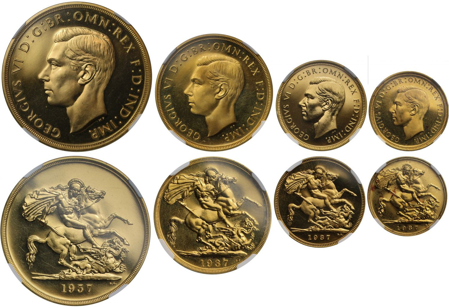 George VI 1937 4-coin proof Set, PF62 CAM-PF65