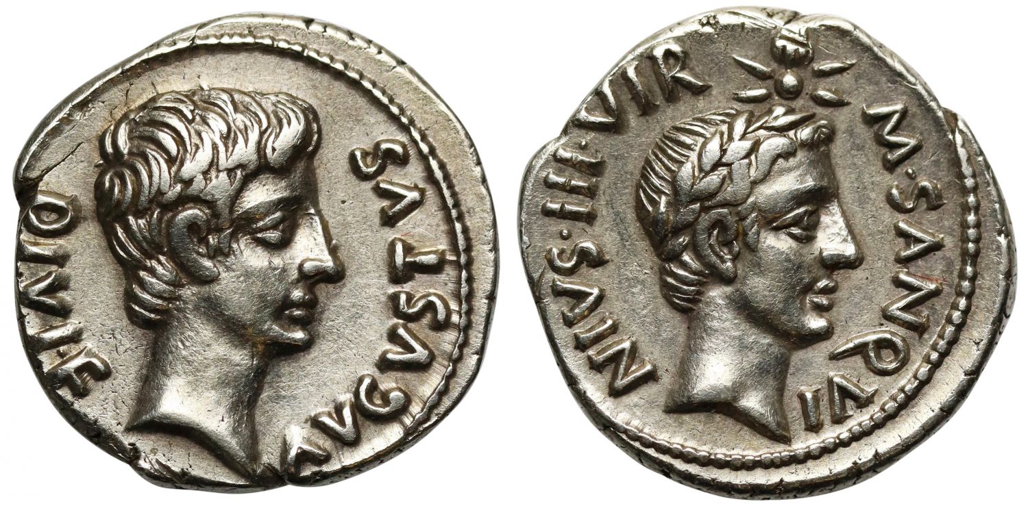 Augustus, Silver Denarius, 17 B.C.